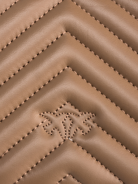 Pinko Love One Mini DC Sheep Nappa Chevron Bag - Biscotto Zenzero-Antique Gold Pinko Pinko Love One Mini DC Sheep Nappa Chevron Bag - Biscotto Zenzero-Antique Gold