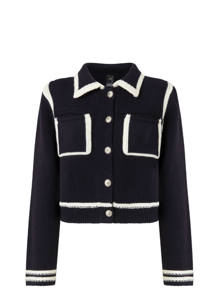 Pinko Sulcis Cardigan Cordonetto Cardigan - Print Blue/White Pinko Pinko Sulcis Cardigan Cordonetto Cardigan - Print Blue/White