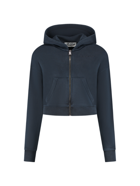 Malelions Women Cropped Zip Hoodie - Midnight Blue