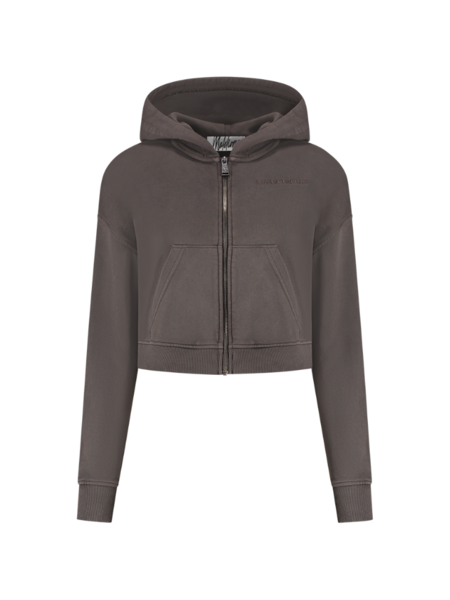 Malelions Malelions Women Cropped Zip Hoodie - Brown Malelions Women Cropped Zip Hoodie - Brown