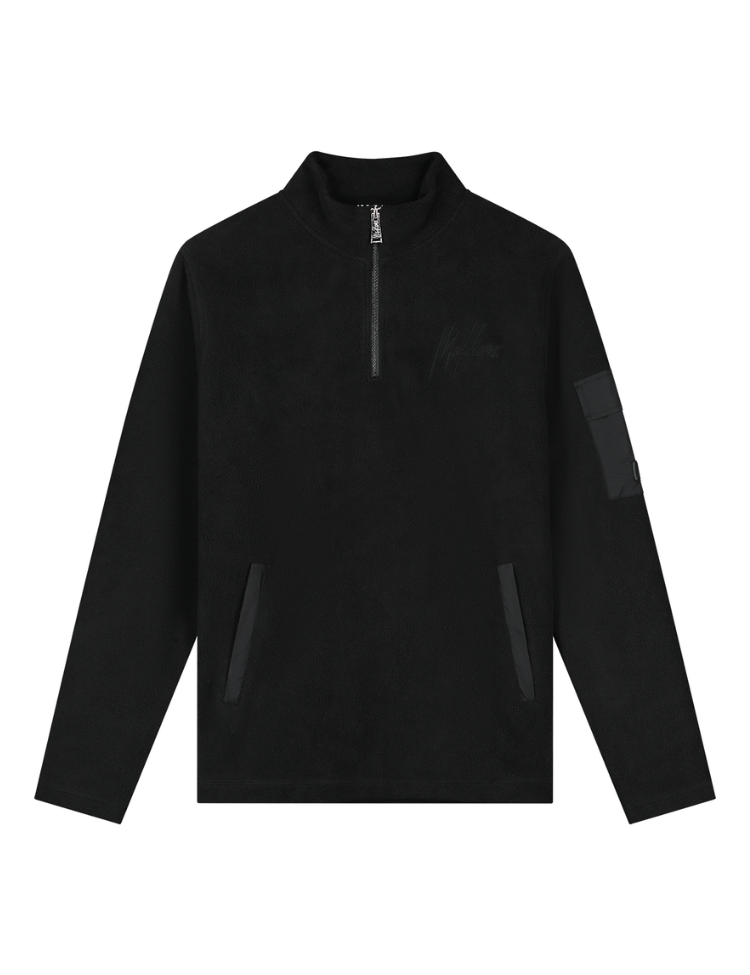 Malelions Fleece Half Zip Sweater - Black - Eddy's Eindhoven