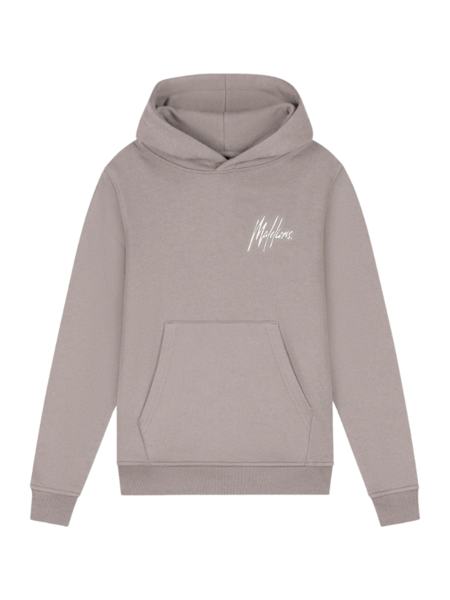 Malelions Malelions Kids Striped Signature Hoodie - Grey Brown/Off-White