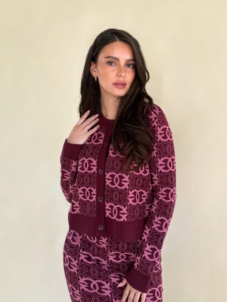 Pinko Pinko Bang Bang Minigonna Jacquard Skirt - Burgundy/Malva