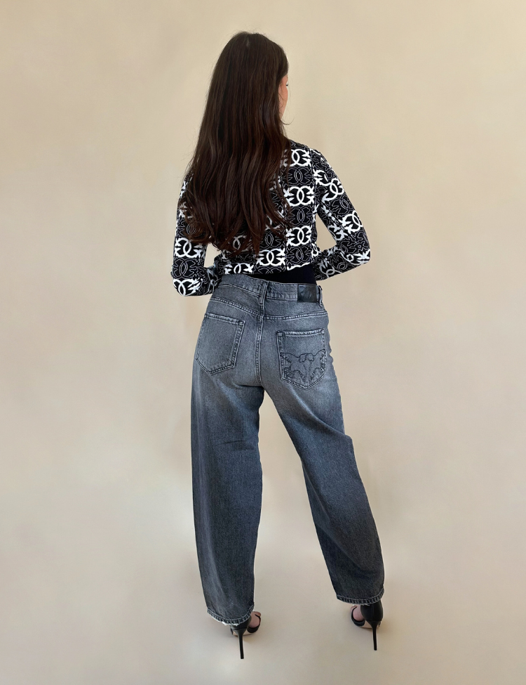 Pinko Estelle Egg Moonlight Gray Denim - Lavaggio Gray