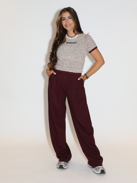 Reinders Selena Stripes Top - Maroon Reinders Reinders Selena Stripes Top - Maroon