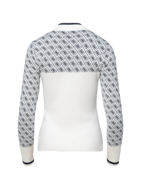 Guess Guess LS Mock Neck Aubrey 4G Sweater - 4G Cream and Blue
