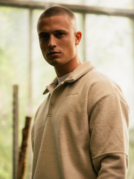 Croyez Croyez Fleece Polo Sweater - Sand