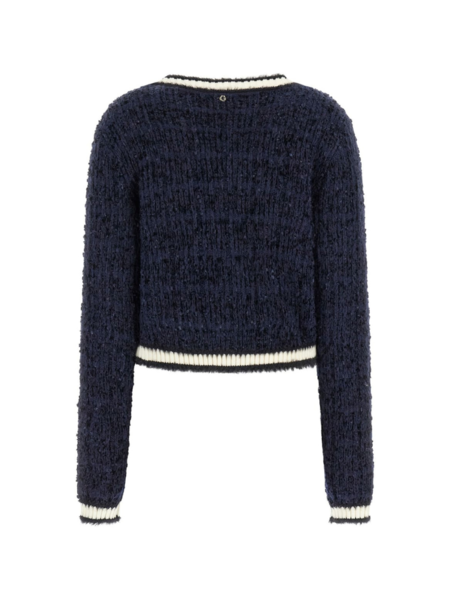 Guess Guess LS VN Aomori Tape Yarn Cardi - Suiting Blue Multi