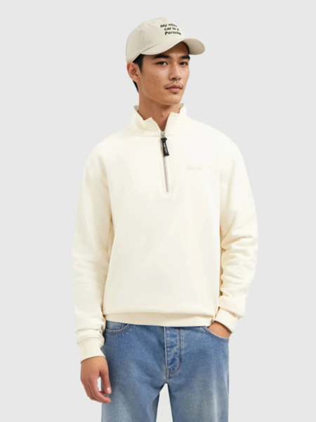 Pure Path Embroidery Half-zip Sweater - Ecru Pure Path Pure Path Embroidery Half-zip Sweater - Ecru