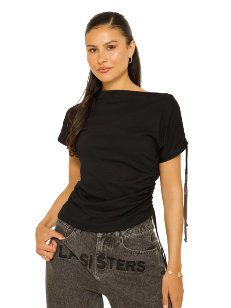 La Sisters La Sisters Off-Shoulder String Top - Black La Sisters Off-Shoulder String Top - Black
