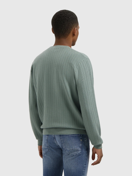 Pure Path Pure Path Regular fit Zig Zag Crewneck Knitwea - Army Green
