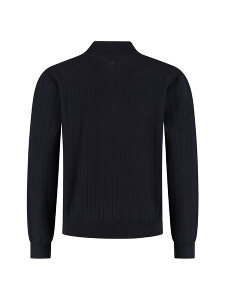Pure Path Pure Path Regular fit Zig Zag Half Zip Knitwea - Dark Navy
