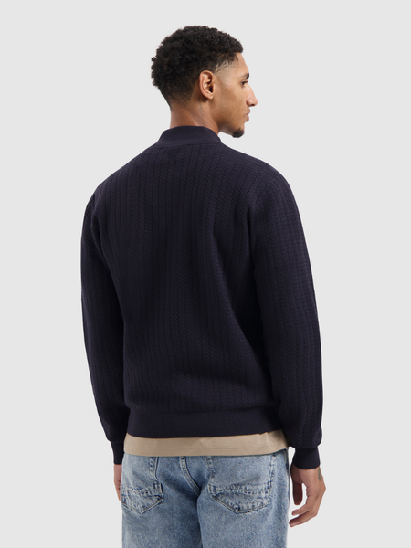 Pure Path Pure Path Regular fit Zig Zag Half Zip Knitwea - Dark Navy