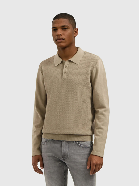 Pure Path Pure Path Regular fit Structure Polo Knitwear - Taupe