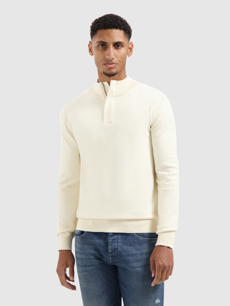 Pure Path Pure Path Regular fit Half Zip Knitwear - Ecru