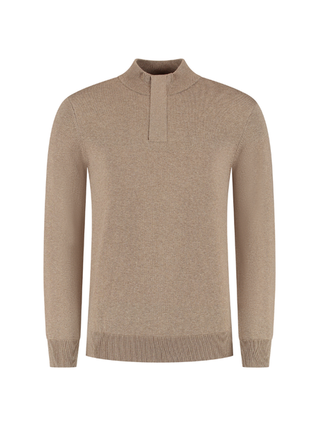 Pure Path Pure Path Regular fit Half Zip Knitwear - Taupe Melange Pure Path Regular fit Half Zip Knitwear - Taupe Melange