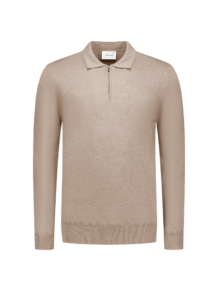 Pure Path Pure Path Regular fit Zip Polo Knitwear - Taupe Melange Pure Path Regular fit Zip Polo Knitwear - Taupe Melange