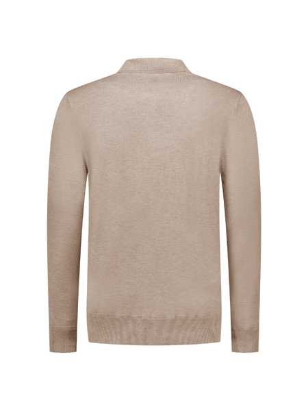 Pure Path Pure Path Regular fit Zip Polo Knitwear - Taupe Melange