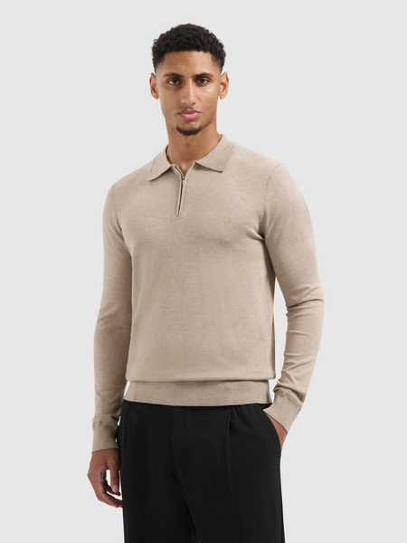 Pure Path Pure Path Regular fit Zip Polo Knitwear - Taupe Melange