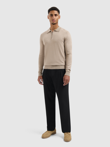 Pure Path Pure Path Regular fit Zip Polo Knitwear - Taupe Melange