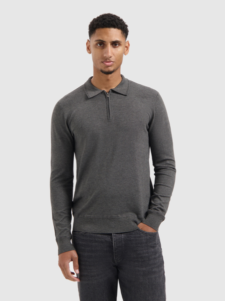 Pure Path Pure Path Regular fit Zip Polo Knitwear - Antra Melange