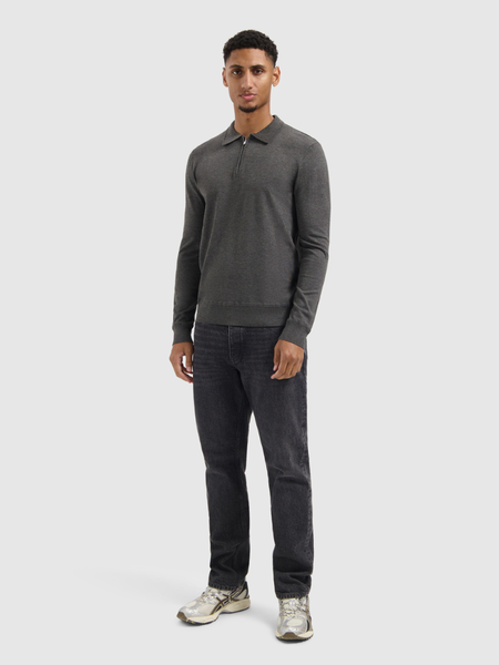 Pure Path Pure Path Regular fit Zip Polo Knitwear - Antra Melange