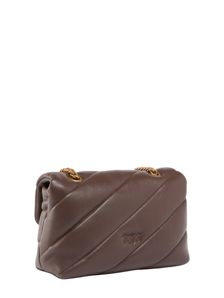 Pinko Love Puff Mini CL Sheep Nappa Bag - Marrone Castano-Antique Gold Pinko Pinko Love Puff Mini CL Sheep Nappa Bag - Marrone Castano-Antique Gold