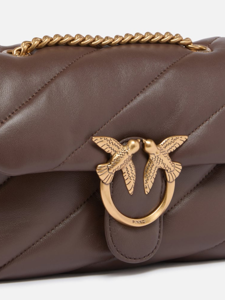 Pinko Love Puff Mini CL Sheep Nappa Bag - Marrone Castano-Antique Gold Pinko Pinko Love Puff Mini CL Sheep Nappa Bag - Marrone Castano-Antique Gold