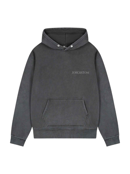 JorCustom JorCustom Ribbon Fleece Oversized Hoodie - Acid Grey JorCustom Ribbon Fleece Oversized Hoodie - Acid Grey