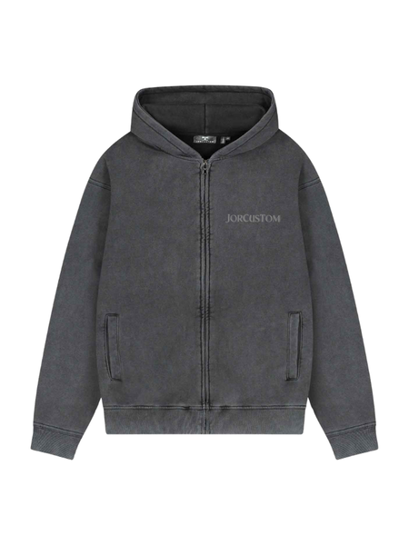 JorCustom JorCustom Ribbon Fleece Zipped Hoodie - Acid Grey
