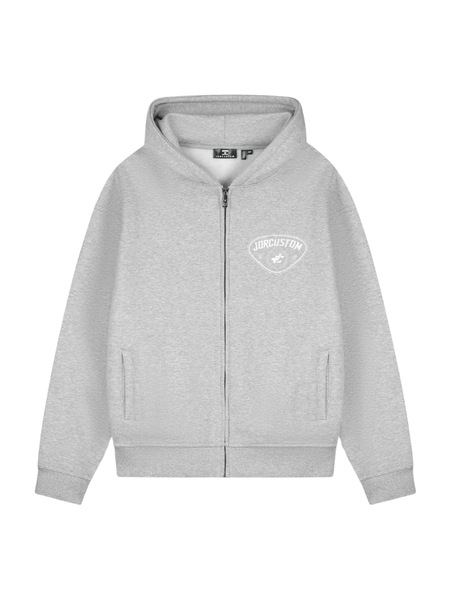 JorCustom JorCustom Race Again Fleece Zipped Hoodie - Grey Melange