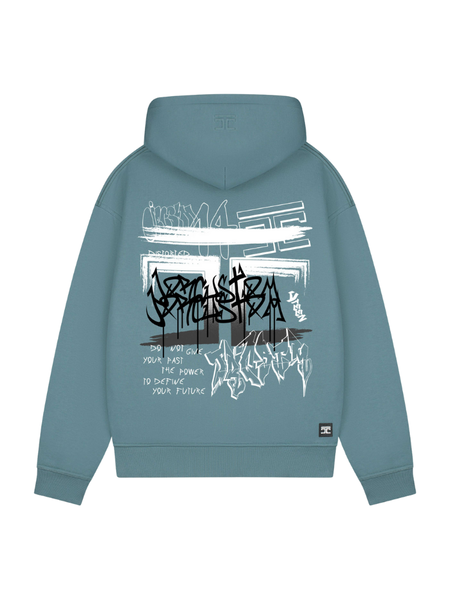 JorCustom JorCustom Graffiti Fleece Zipped Hoodie - Ocean Blue JorCustom Graffiti Fleece Zipped Hoodie - Ocean Blue
