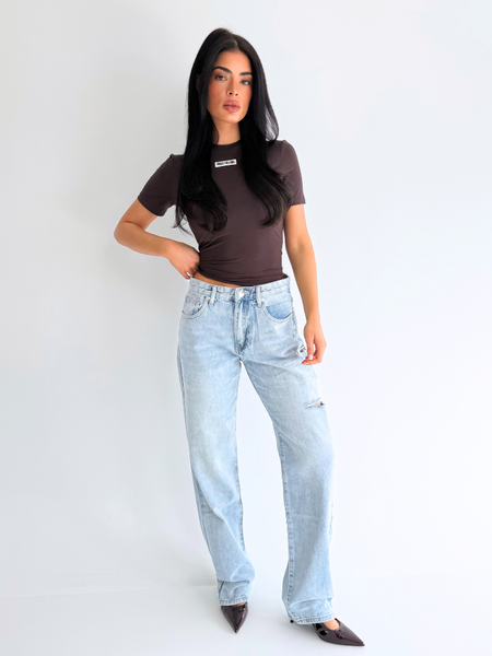 Unique The Label Remi Mid Waist Jeans - Licht Blauw