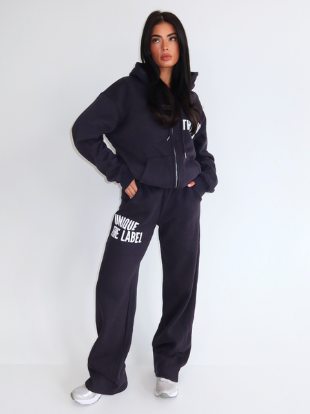 Unique The Label Unique The Label Joleen Wide Leg Jogger - Deep Dark Navy