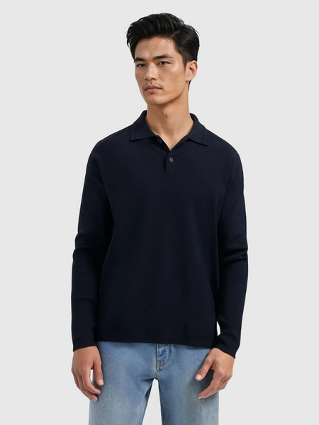 Pure Path Regular Polo fit Knitwear - Dark Navy Pure Path Pure Path Regular Polo fit Knitwear - Dark Navy