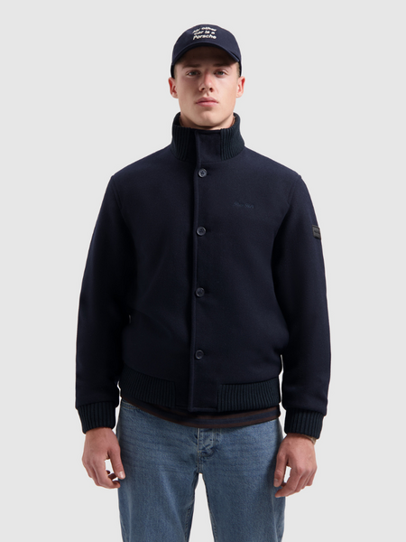 Pure Path Pure Path Regular Fit Wool Bomber - Dark Navy