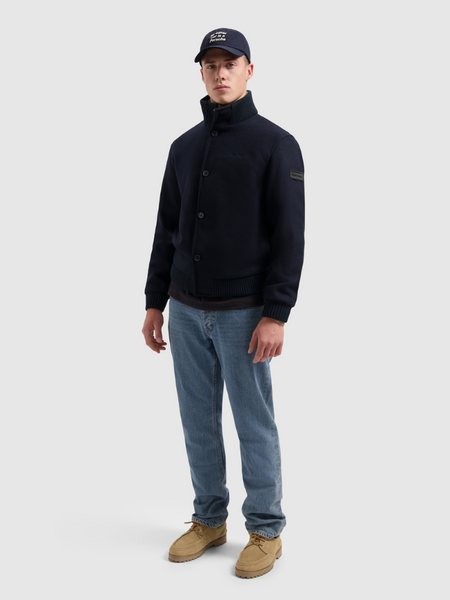 Pure Path Pure Path Regular Fit Wool Bomber - Dark Navy