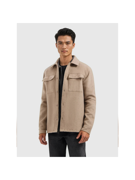 Pure Path Pure Path Regular fit Flannel Overshirts - Taupe