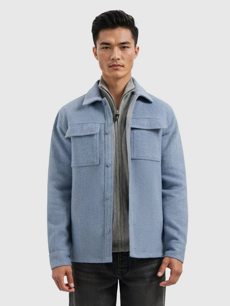 Pure Path Pure Path Regular fit Flannel Overshirts - Mid Blue