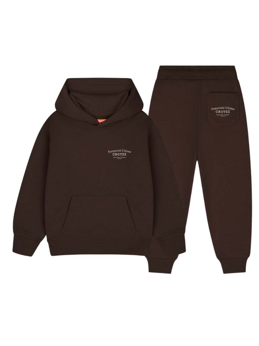 Croyez Mini Fraternitè Hoodie Combi set - Brown Croyez Croyez Mini Fraternitè Hoodie Combi set - Brown