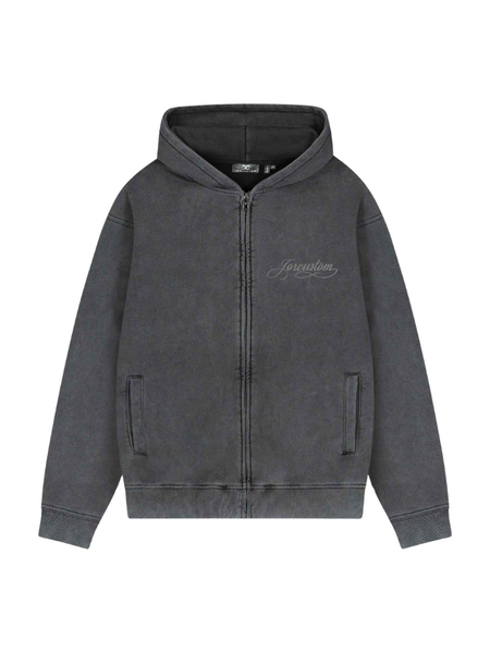 JorCustom JorCustom Handscript Fleece Zipped Hoodie - Acid Grey