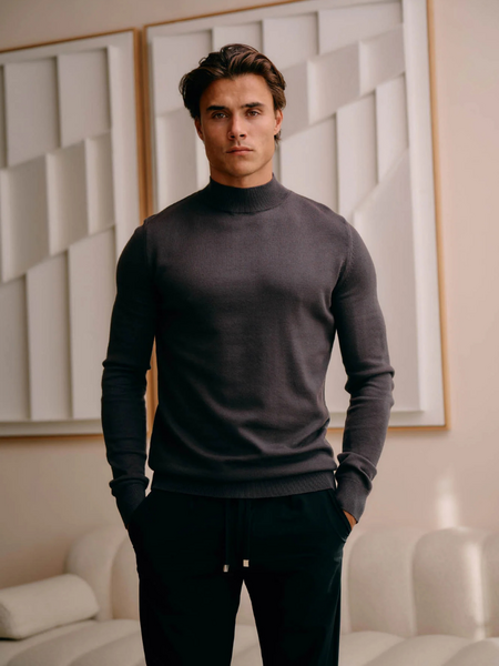 Malelions Malelions Knitted Mockneck Sweater - Mulch Brown