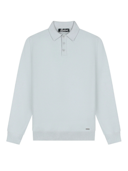 Malelions Malelions Knitted Long Sleeve Polo - Ocean Grey Malelions Knitted Long Sleeve Polo - Ocean Grey