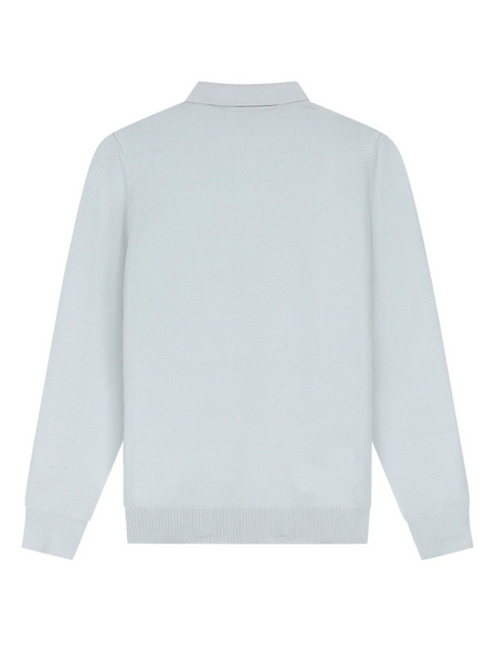 Malelions Malelions Knitted Long Sleeve Polo - Ocean Grey