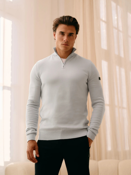 Malelions Malelions Knitted Quarter Zip - Ocean Grey