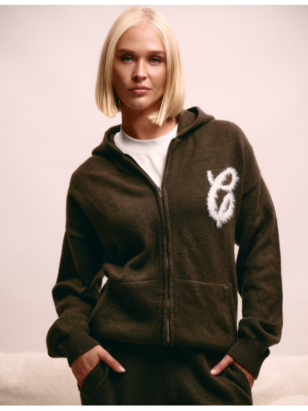 Croyez Women Fluffy Essence Knit Zip-Hoodie - Brown - Eddy's Eindhoven