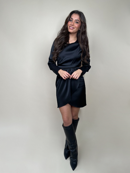 Rinascimento Abito Satin Dress - Nero Rinascimento Rinascimento Abito Satin Dress - Nero