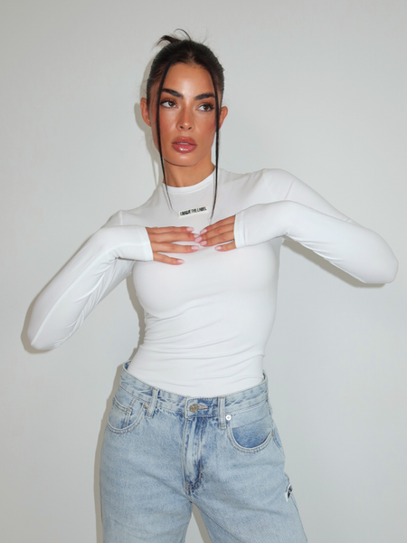 Unique The Label Nena Long Sleeve Top - White/Black Unique The Label Unique The Label Nena Long Sleeve Top - White/Black