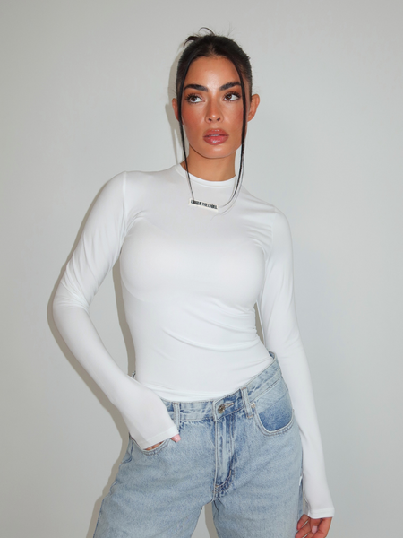 Unique The Label Nena Long Sleeve Top - White/Black Unique The Label Unique The Label Nena Long Sleeve Top - White/Black