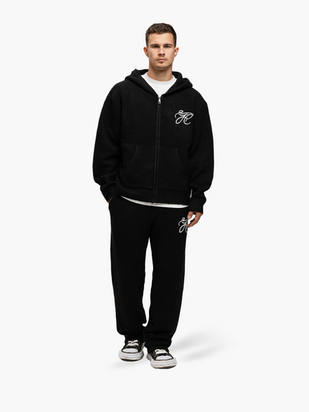 JorCustom JorCustom Signature Knitwear Zipped Hoodie - Black